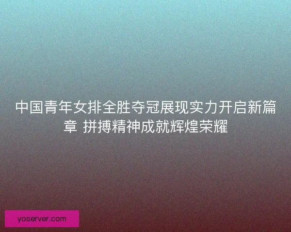 中国青年女排全胜夺冠展现实力开启新篇章 拼搏精神成就辉煌荣耀