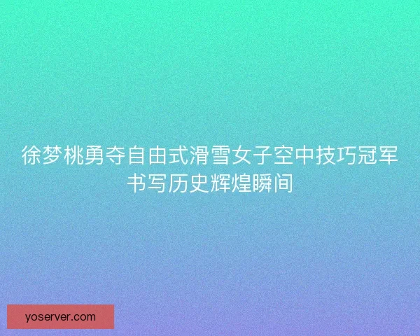 徐梦桃勇夺自由式滑雪女子空中技巧冠军书写历史辉煌瞬间